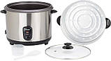 Велика рисоварка Bestron з кошиком для пароварки та функцією підтримання тепла, 2,8 л, 1000 Вт, нержавіюча сталь, срібло, фото 3