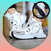 Теплі жіночі кросівки Violeta зимові білі з хутром та сірими вставками