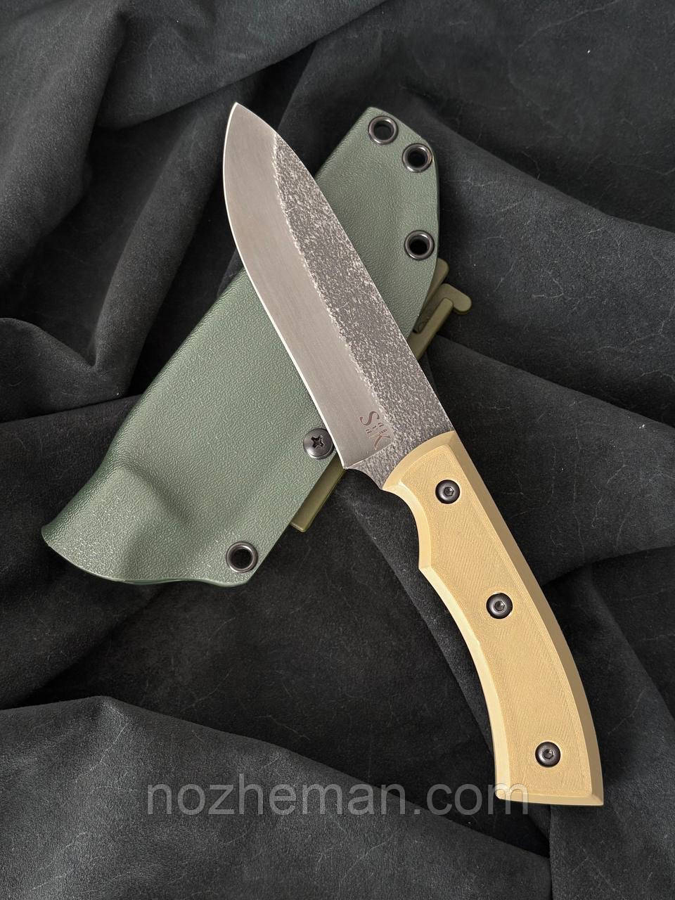 Нескладний ніж ручної роботи Сапсан №2 зі зносостійкої сталі Х12МФ/60 HRC, плюс чохол в комплекті, фото 1