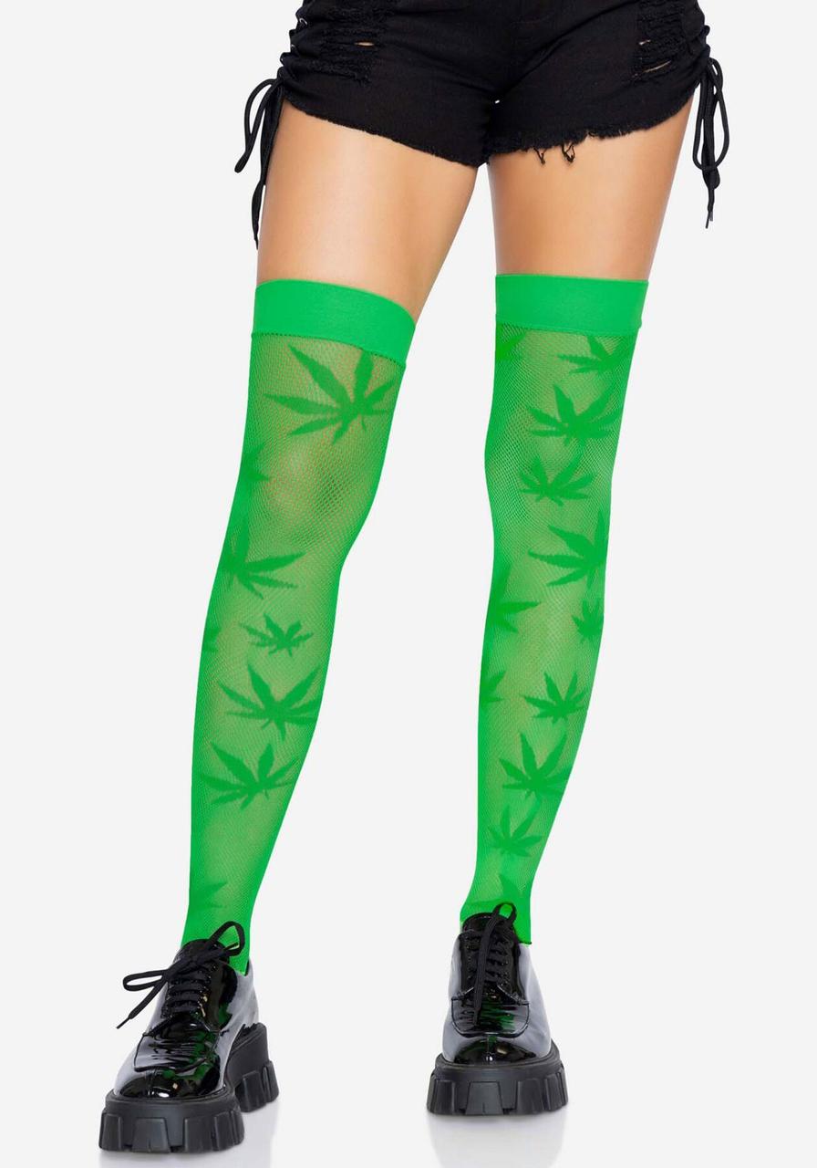 Чулки с рисунком Leg Avenue 420 Net thigh highs Green, фото 1