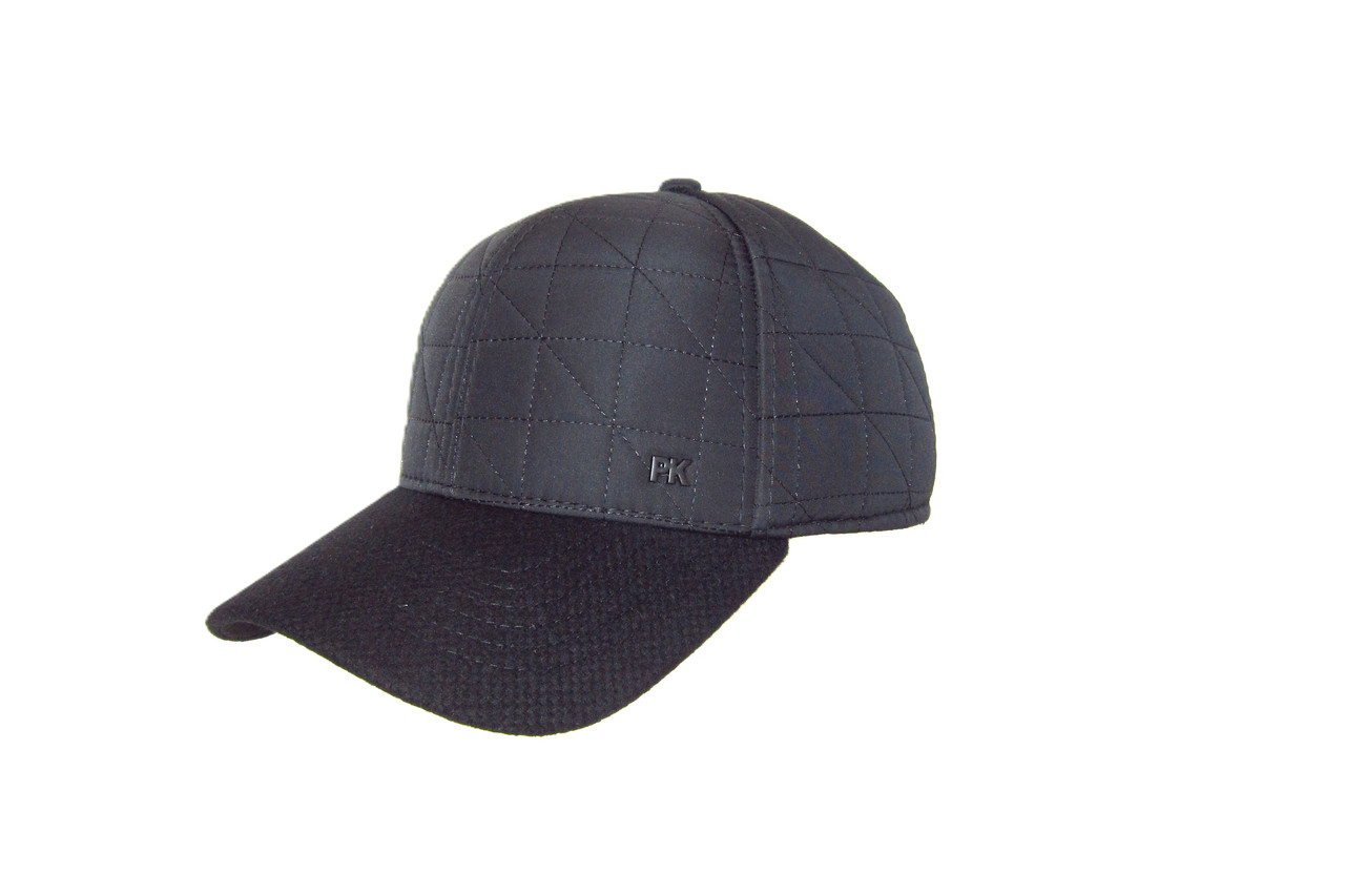 Кепка бейсболка чорна осіння плащьовка на флісі з вушками  91006