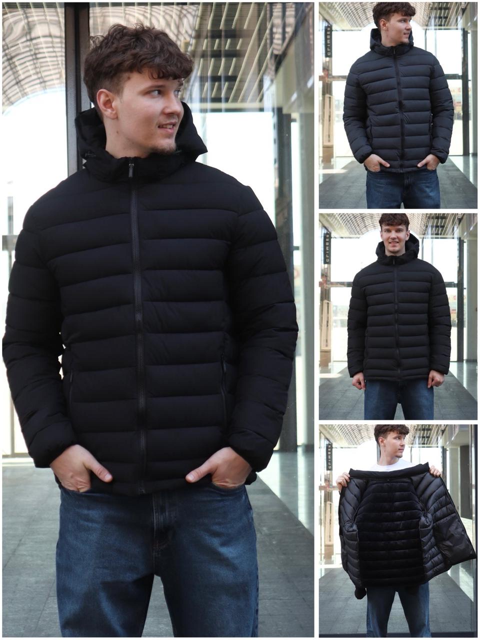 Стильна чоловіча куртка чорного кольору батальних розмірів, фото 1