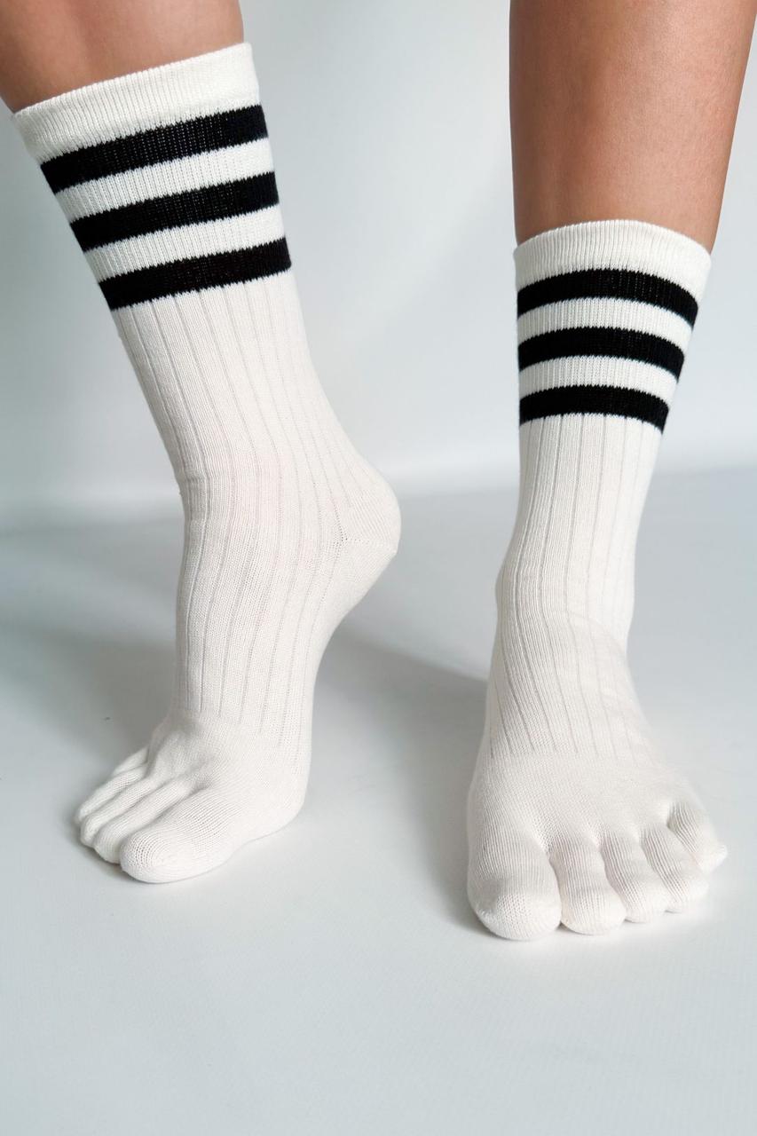 Шкарпетки з пальцами високі жіночі Шарм Apmi 36-39 білий, фото 1