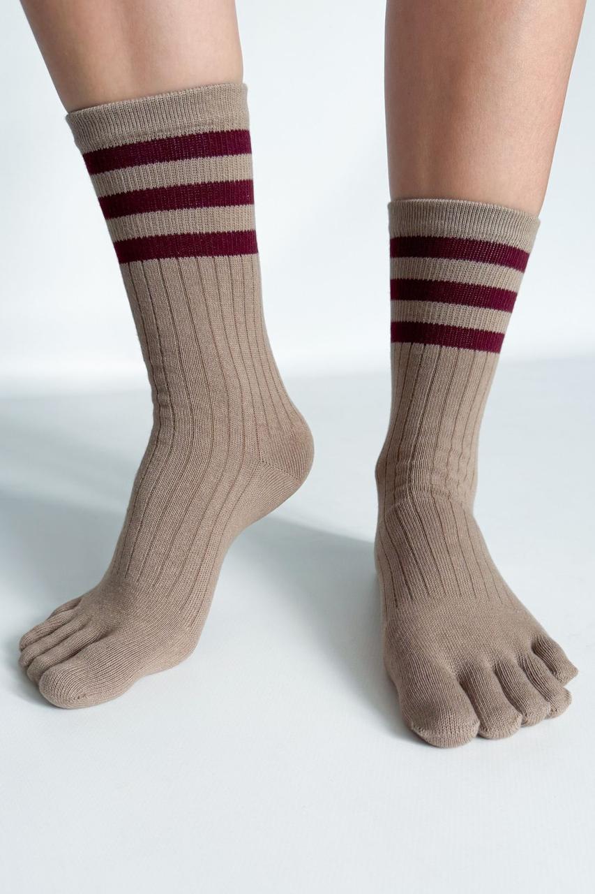 Шкарпетки з пальцами високі жіночі Шарм Apmi 36-39 капучино, фото 1