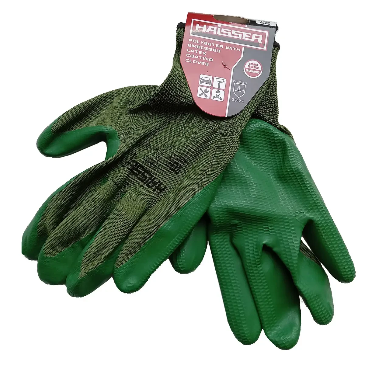 Рукавиці поліестер зелені з латексним покриттям Haisser 211434, фото 1