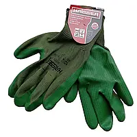 Рукавиці поліестер зелені з латексним покриттям Haisser 211434