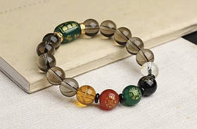 Тибетський браслет із намистиною Дзі Багатства з Бразильського цитрину символ Здоров'я, Процвітання й Удач