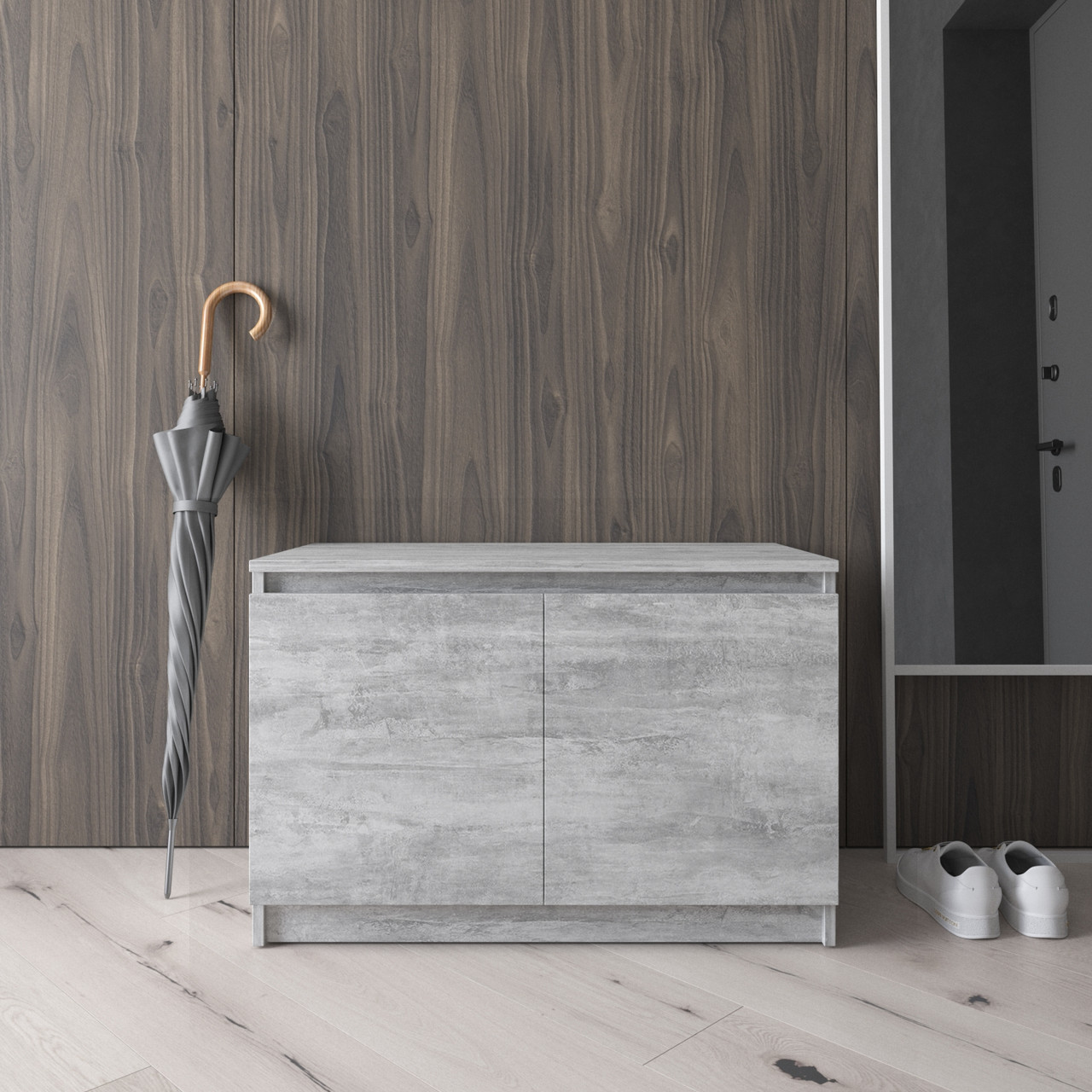 Тумба під взуття колір бетон в передпокій на 2 полиці 80×40×53 см, фото 1