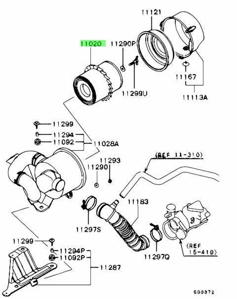 Повітряний фільтр Interparts IPA304, L200, Pajero, Pajero Sport, OEM MR323949