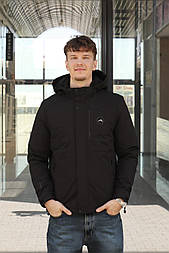 Куртка чоловіча чорного кольору з капюшоном