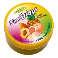 Леденцы со вкусом тропических фруктов Woogie Fine Drops ж/б, микс екзотических фруктов 200 г (Австрия)