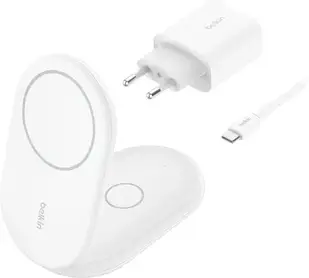 Зарядний пристрій Belkin BoostCharge 15W 2в1, білий (Qi2)