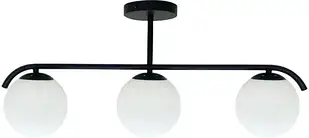 Люстра Candellux Amadeo стельова, чорна, 3x40W, E14, абажур білий (3335417)