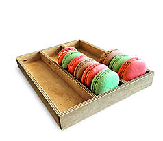 Підставка для макарунів з дерева на 3 рядки по 25 см, вітрина для презентації макаронс (19х25х3 см)