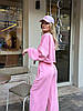 Рожевий стильний жіночий базовий костюм 2-ка: укорочений Кроп-світшот і широкі Штани на гумці, фото 7