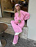 Рожевий стильний жіночий базовий костюм 2-ка: укорочений Кроп-світшот і широкі Штани на гумці, фото 8