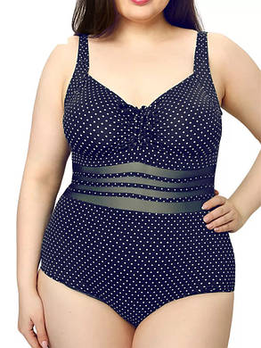 7Купальник 2025 в горошек FUBA 25103 Бренда синий(В НАЛИЧИИ ТОЛЬКО 54 56 58 60 62 УКР р-ры), фото 3