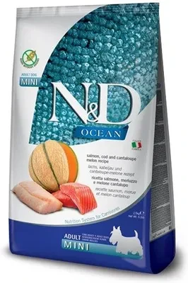 Корм для собак N&D Ocean Dog Adult Mini Лосось, тріска та диня, 2,5 кг, фото 1