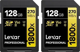 Карта пам'яті Lexar Professional 1800X SDXC 128GB, запис 180MB/s, читання 270MB/s, UHS-II U3 V60