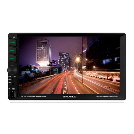 Автомагнітола 2DIN SHUTTLE SDUD-7037 екран 7дюймів сенсорний Bluetooth USB SD FM MirrorLink Чорний, фото 1