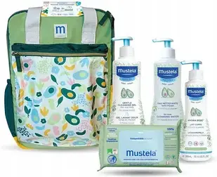Набір доглядової косметики Mustela Рюкзак для новонароджених 500 мл, 300 мл, 60 шт.
