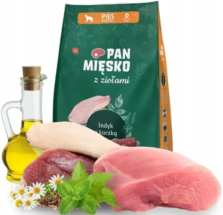Корм для собак Pan М'ясо з травами індичка з качкою, 9 кг, фото 1