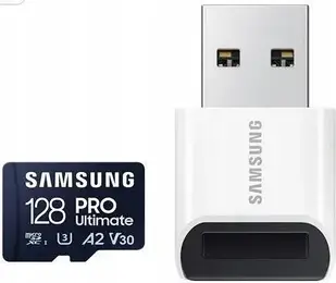Карта пам'яті Samsung microSDXC PRO Ultimate 2023 128GB, зчитувач (MB-MY128SB/WW)