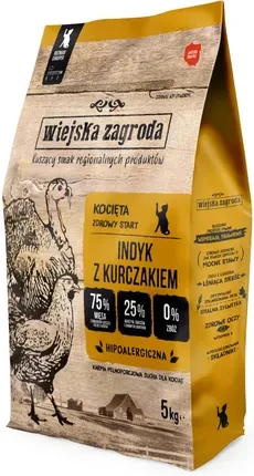 Сухий корм Wiejska Zagroda індичка з куркою для кошенят 5kg, фото 1