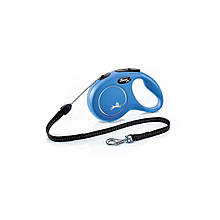 Повідець-рулетка Flexi для собак New Classic трос синя розмір S 8 м/ 12 кг