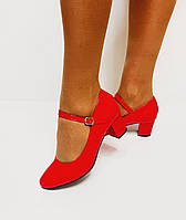 Жіночі червоні туфлі на підборах з ремінцем 36 38 39