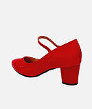 Підліткові червоні туфлі на підборах з ремінцем 38 39, фото 6