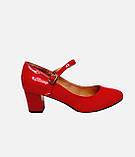 Підліткові червоні туфлі на підборах з ремінцем 38 39, фото 7