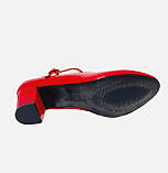 Підліткові червоні туфлі на підборах з ремінцем 38 39, фото 9