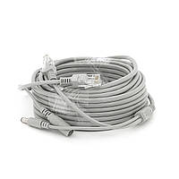 Кабель витая пара с разъемами RJ-45 + DC 10 метров серого цвета соединительный универсальный Q60 mayak