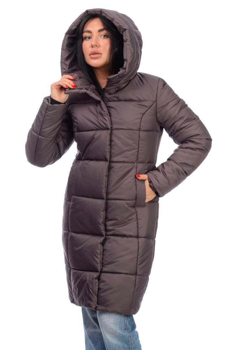 Зимове жіноче пальто модне 42-56 мокко, фото 1