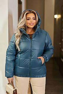 Жіноча весняно-осіння куртка з плащової тканини на синтепоні розміри 48-50, 52-54, 56-58, морська хвиля