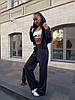 Графітовий жіночий базовий стильний костюм-двійка тринитка петля із зовнішніми швами: Штани та Кофта на блискавці, фото 8