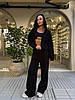 Чорний жіночий базовий стильний костюм-двійка тринитка петля із зовнішніми швами: Штани та Кофта на блискавці, фото 9