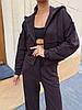 Коричневий жіночий базовий стильний костюм-двійка тринитка петля із зовнішніми швами: Штани та Кофта на блискавці, фото 4