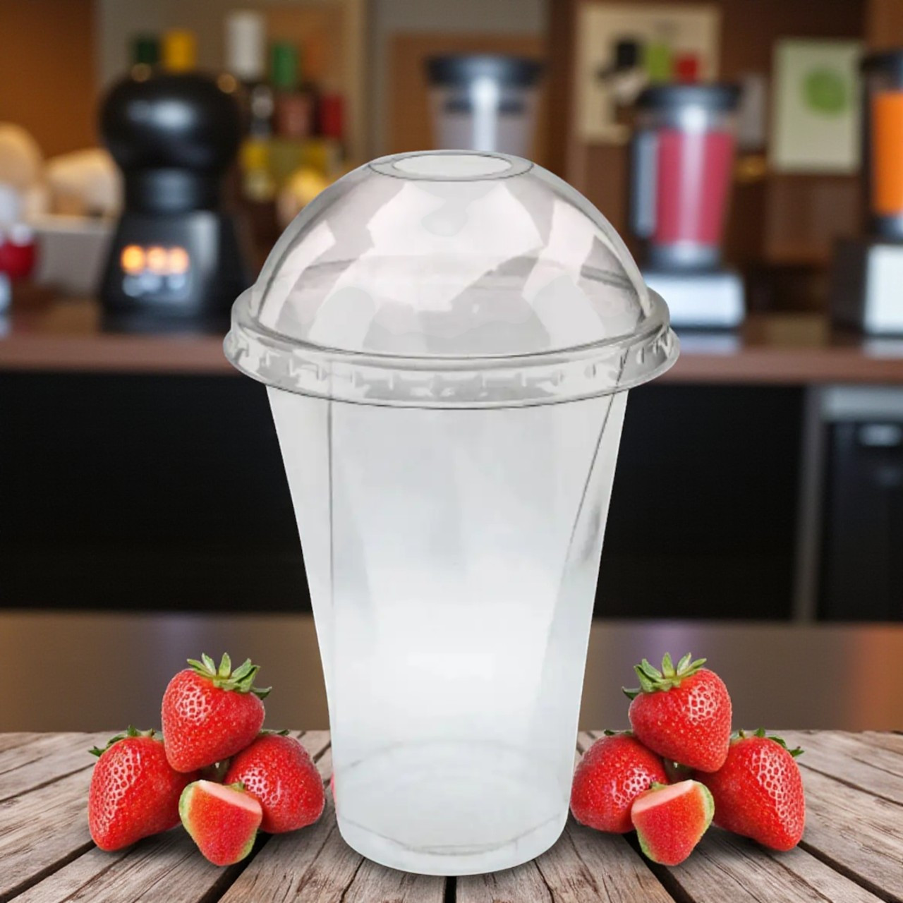 Стакани з купольною кришкою на 420 мл прозорі 25 шт, пластикові стакани, фото 1