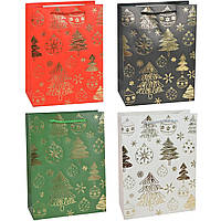 Подарунковий пакет "Ялинка з іграшками" асорті  S 18x23x8см (12 шт.)