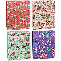 Подарунковий пакет "Новорічний льодяник" асорті S 18x23x8см (12 шт.)