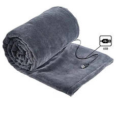 Плед-накидка з підігрівом, плед-пончо що зігріває з роботою від USB Electric Heating Shawl Blanket сіре, фото 3