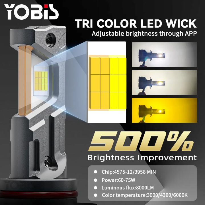 Світлодіодна LED-лампа K2 H4 150 W canbus з регулюванням кольору App 3000K/4300K/6500K + стробоскоп для авто