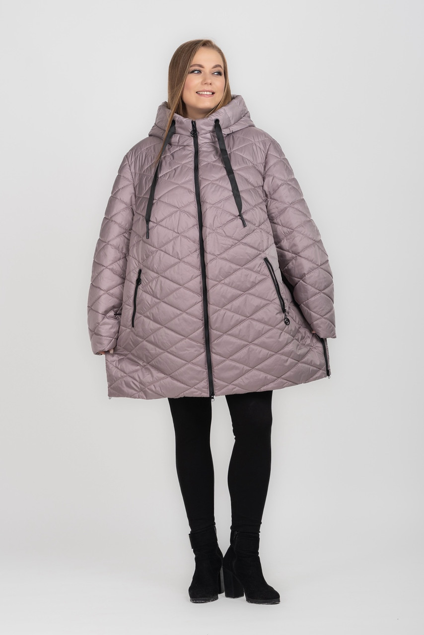 Осіння жіноча куртка великого розміру 66-72 пудровий, фото 1