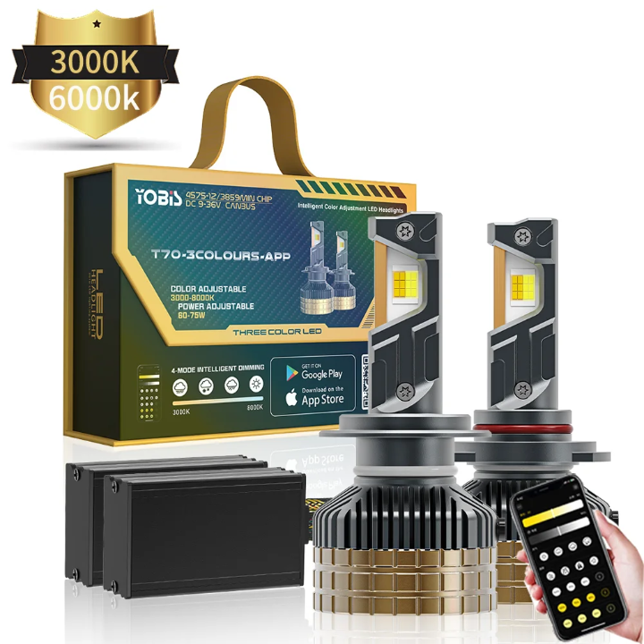 Світлодіодна LED-лампа K2 H7 150 W canbus з регулюванням кольору App 3000 K/4300K/6500K + стробоскоп для авто