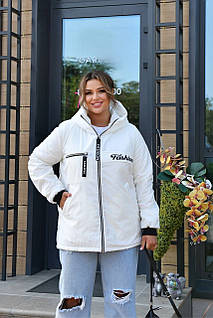 Жіноча утеплена куртка з плащової тканини на синтепоні розміри 48-50, 52-54, 56-58, молоко