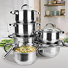 Набір посуду MR-2120 (нерж. сталь, 12 предметів)