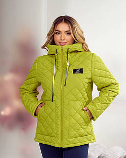 Жіноча стьогана утеплена куртка з плащової тканини на синтепоні розміри 48-50, 52-54, 56-58, 60-62, гірчиця