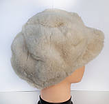 Жіноча шапка ошатна зі штучного хутра нірка з козирком, фото 5